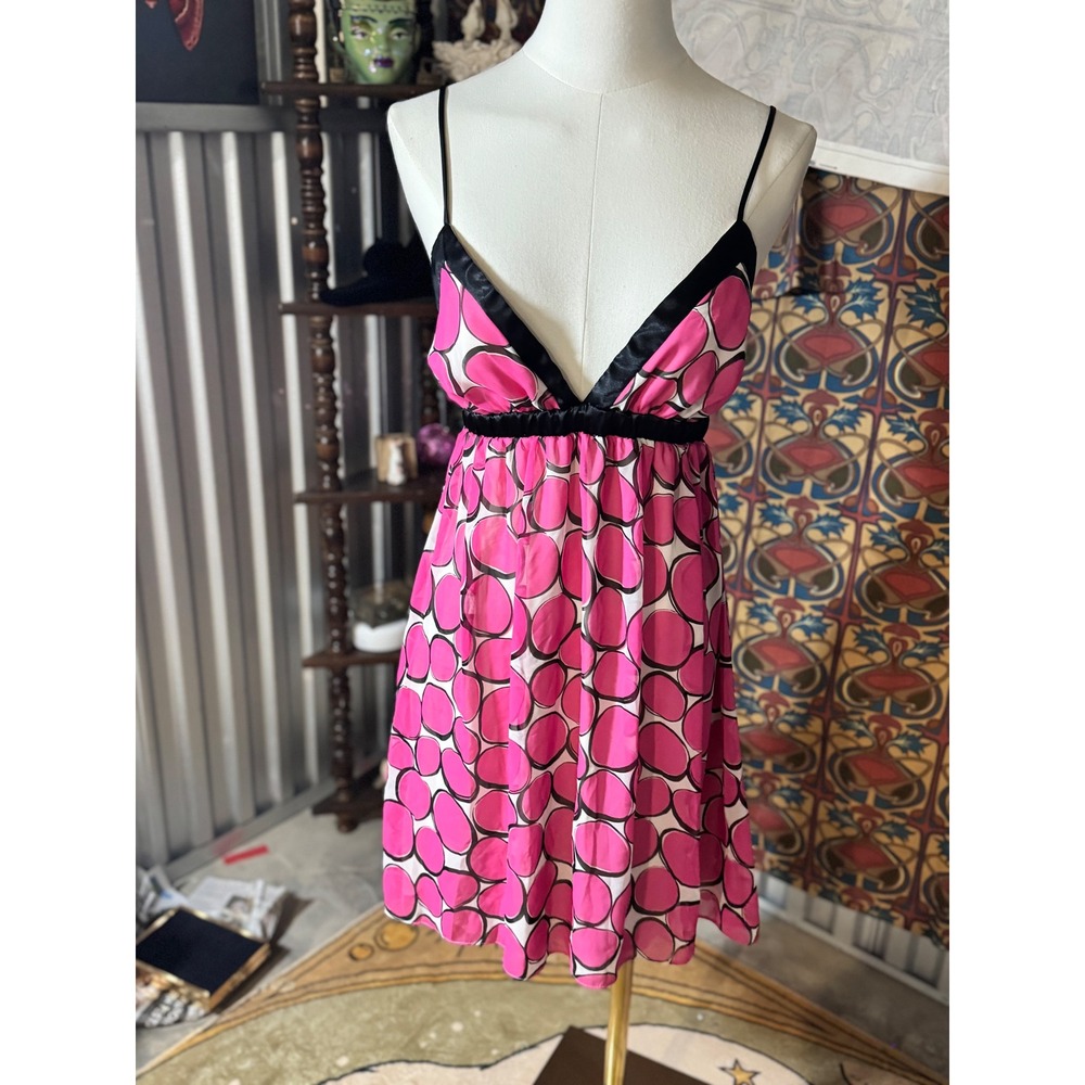 Wishes Wishes Wishes Pink Circle Print Babydoll Mini Dress